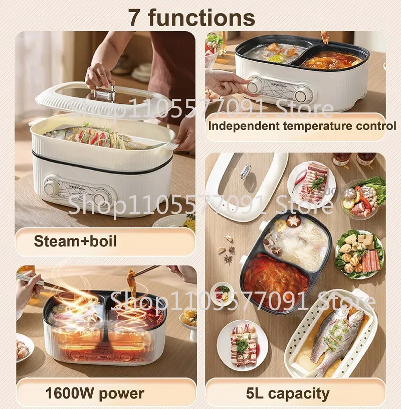 6L 電気調理鍋、家庭用、デュアル温度調節機能付き、ホットポ - Home Cooking Heater のレビューと価格