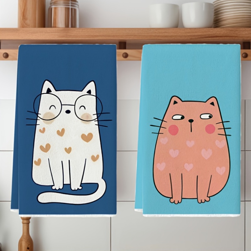 6枚セット、6色の猫柄キッチンタオル、40cm*60cmタオ - Home Cooking Cookbook のレビューと価格